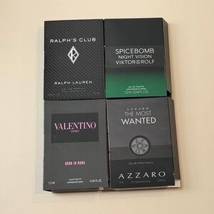 Sample sizes of NIB designer men’s fragrances! Perfect for travel.